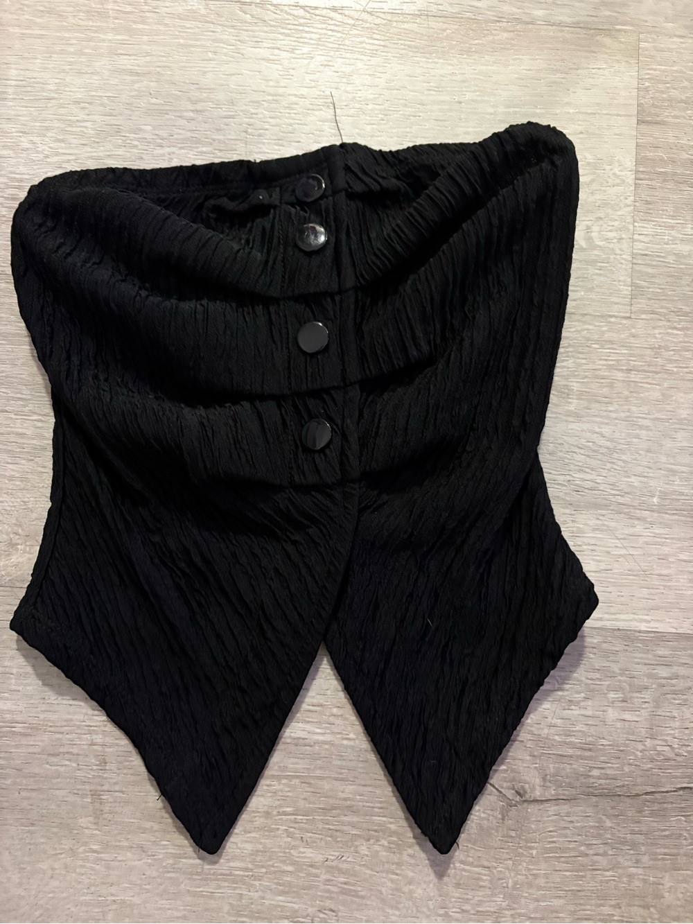 Strapless Black Textured Bustier Top